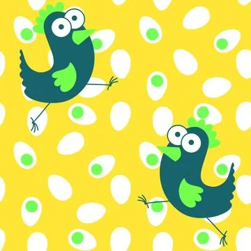 Easter chicken seamless birds pattern for wrapping paper and fabrics Stock Illustration