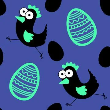 Easter chicken seamless birds pattern for wrapping paper and fabrics 스톡 일러스트