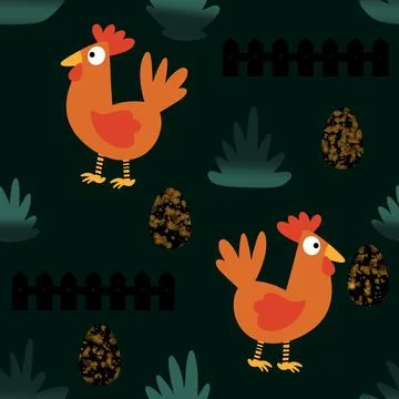 Easter chicken seamless birds pattern for wrapping paper and fabrics 库存插图