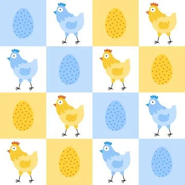 Easter chicken seamless birds pattern for wrapping paper and fabrics Stock Illustration