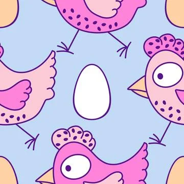 Easter chicken seamless birds pattern for wrapping paper and fabrics Stockillustratie