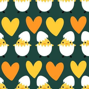 Easter chicken seamless birds pattern for wrapping paper and fabrics Stock Illustration