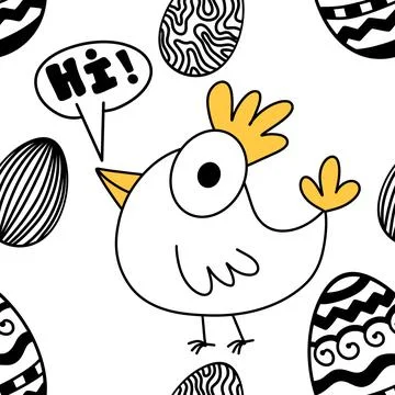 Easter chicken seamless birds pattern for wrapping paper and fabrics 库存插图