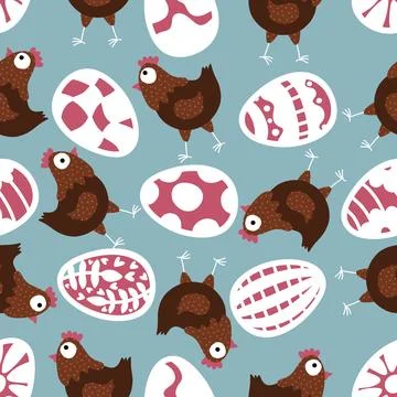 Easter chicken seamless birds pattern for wrapping paper and fabrics イラスト素材