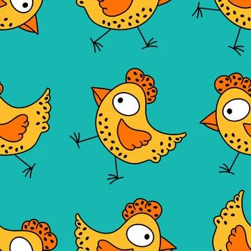Easter chicken seamless birds pattern for wrapping paper and fabrics Illustrazione stock