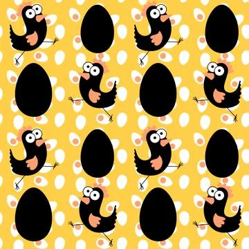 Easter chicken seamless birds pattern for wrapping paper and fabrics Stock Illustration