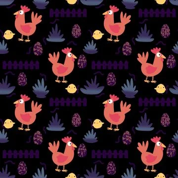 Easter chicken seamless birds pattern for wrapping paper and fabrics イラスト素材