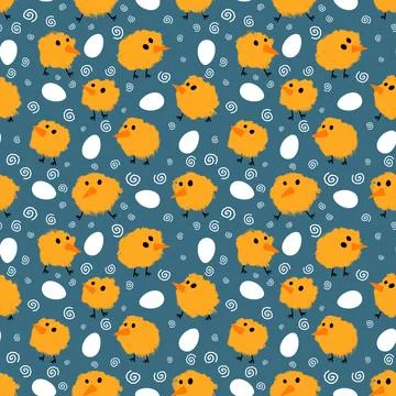 Easter chicken seamless birds pattern for wrapping paper and fabrics 스톡 일러스트