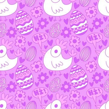 Easter chicken seamless birds pattern for wrapping paper and fabrics イラスト素材
