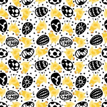 Easter chicken seamless birds pattern for wrapping paper and fabrics Stock Illustration