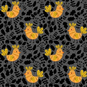 Easter chicken seamless birds pattern for wrapping paper and fabrics Stock Illustration