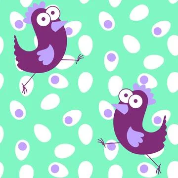 Easter chicken seamless birds pattern for wrapping paper and fabrics Stock Illustration