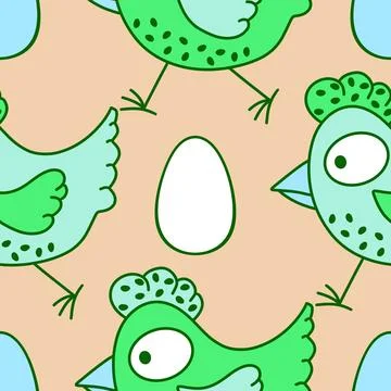 Easter chicken seamless birds pattern for wrapping paper and fabrics Stock Illustration