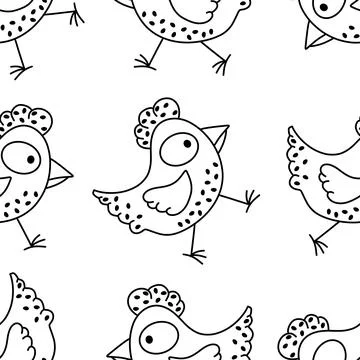 Easter chicken seamless birds pattern for wrapping paper and fabrics Stock Illustration