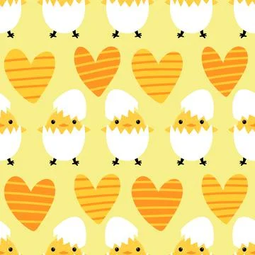 Easter chicken seamless birds pattern for wrapping paper and fabrics Stock Illustration