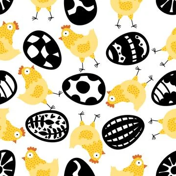 Easter chicken seamless birds pattern for wrapping paper and fabrics 스톡 일러스트