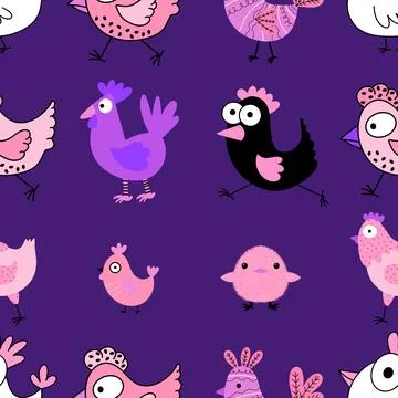 Easter chicken seamless birds pattern for wrapping paper and fabrics イラスト素材