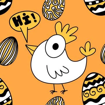 Easter chicken seamless birds pattern for wrapping paper and fabrics Stock Illustration