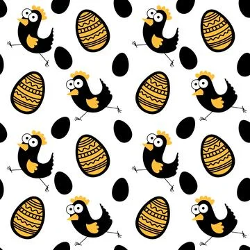Easter chicken seamless birds pattern for wrapping paper and fabrics Stock Illustration