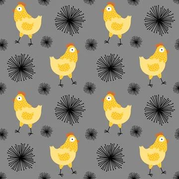Easter chicken seamless birds pattern for wrapping paper and fabrics 스톡 일러스트