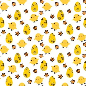 Easter chicken seamless birds pattern for wrapping paper and fabrics Stock Illustration