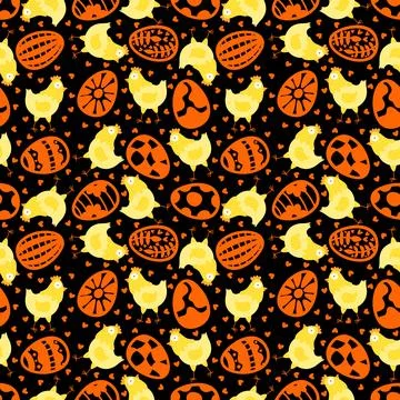 Easter chicken seamless birds pattern for wrapping paper and fabrics Stock Illustration