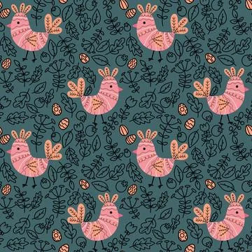Easter chicken seamless birds pattern for wrapping paper and fabrics Stock Illustration