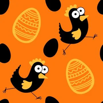 Easter chicken seamless birds pattern for wrapping paper and fabrics Stock Illustration