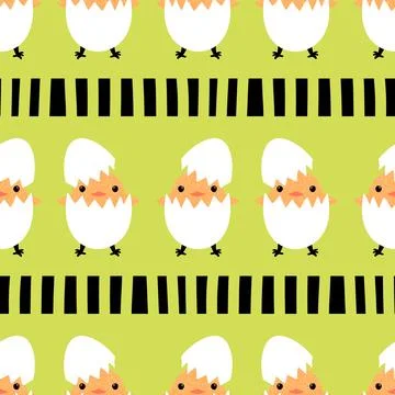 Easter chicken seamless birds pattern for wrapping paper and fabrics Stock Illustration