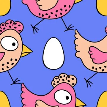 Easter chicken seamless birds pattern for wrapping paper and fabrics Stockillustratie