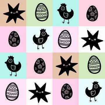 Easter chicken seamless birds pattern for wrapping paper and fabrics イラスト素材