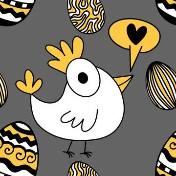 Easter chicken seamless birds pattern for wrapping paper and fabrics Stock Illustration