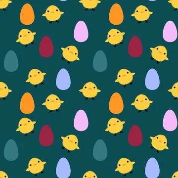 Easter chicken seamless birds pattern for wrapping paper and fabrics Stock Illustration