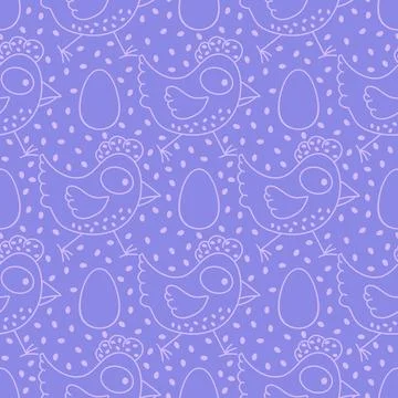 Easter chicken seamless birds pattern for wrapping paper and fabrics 스톡 일러스트
