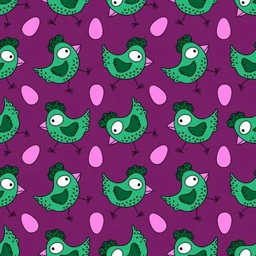 Easter chicken seamless birds pattern for wrapping paper and fabrics イラスト素材