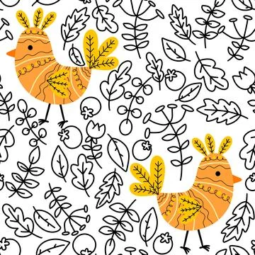 Easter chicken seamless birds pattern for wrapping paper and fabrics Illustrazione stock