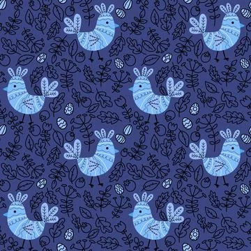 Easter chicken seamless birds pattern for wrapping paper and fabrics Stock Illustration