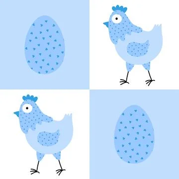Easter chicken seamless birds pattern for wrapping paper and fabrics Stock Illustration