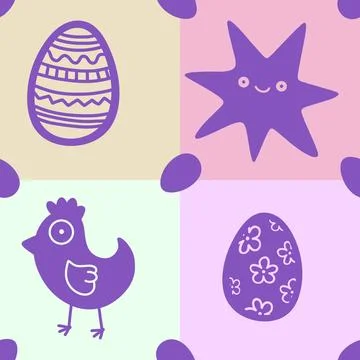 Easter chicken seamless birds pattern for wrapping paper and fabrics 스톡 일러스트