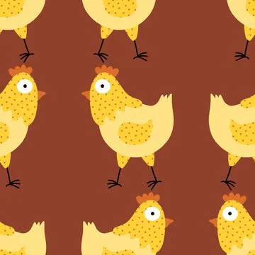 Easter chicken seamless birds pattern for wrapping paper and fabrics Stock Illustration