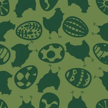 Easter chicken seamless birds pattern for wrapping paper and fabrics Stock Illustration