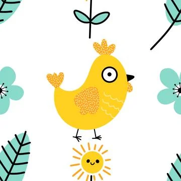 Easter chicken seamless birds pattern for wrapping paper and fabrics Stock Illustration