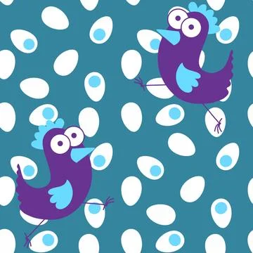 Easter chicken seamless birds pattern for wrapping paper and fabrics Stock Illustration