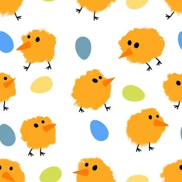 Easter chicken seamless birds pattern for wrapping paper and fabrics Stock Illustration