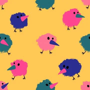 Easter chicken seamless birds pattern for wrapping paper and fabrics Stock Illustration