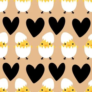 Easter chicken seamless birds pattern for wrapping paper and fabrics Stock Illustration