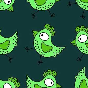 Easter chicken seamless birds pattern for wrapping paper and fabrics Illustrazione stock