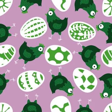 Easter chicken seamless birds pattern for wrapping paper and fabrics イラスト素材