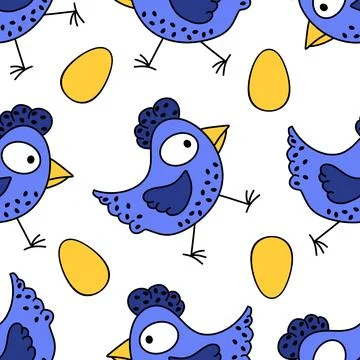 Easter chicken seamless birds pattern for wrapping paper and fabrics Stock Illustration