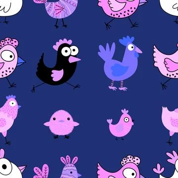 Easter chicken seamless birds pattern for wrapping paper and fabrics Stock Illustration